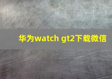 华为watch gt2下载微信